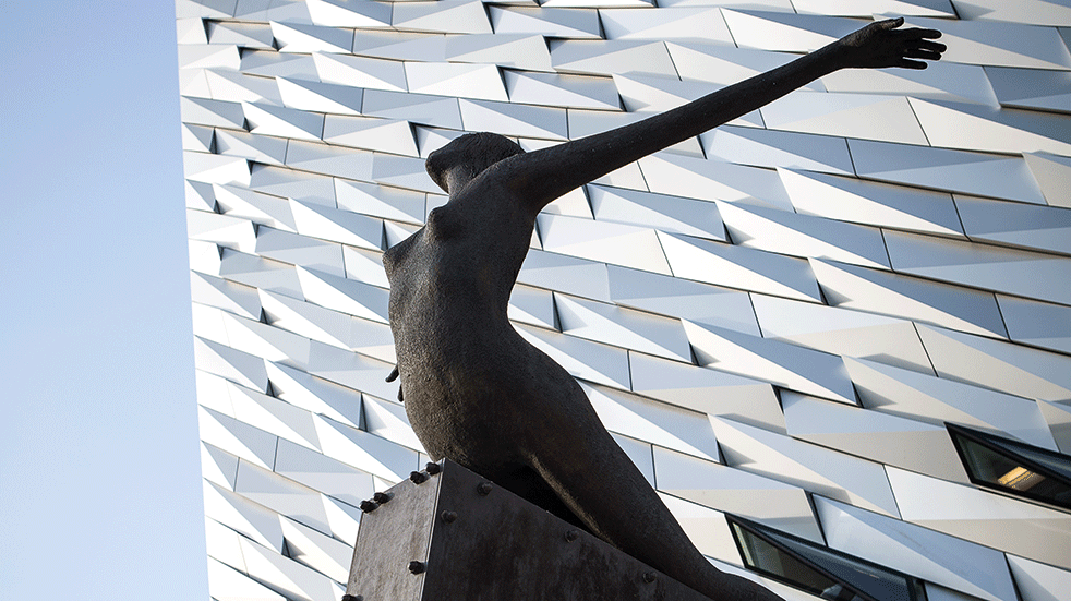 Things to do in Belfast and Giant's Causeway - Titanic Museum statue